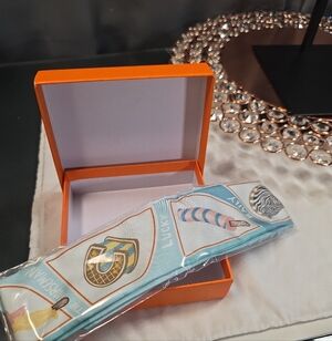 Silk Twilly Scarf Ice Cream Print Skinny Neck Hair Bag Scarf